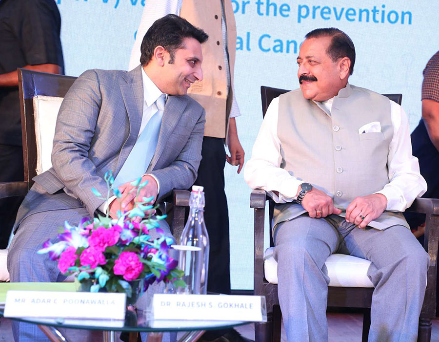 SII CEO, Adar Poonawalla & Dr. Jitendra Singh, Hon'ble Minister of State of the Ministry of Science and Technology & Earth Sciences